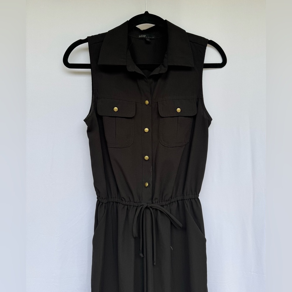 Black Jumpsuit - Collared Sleeveless